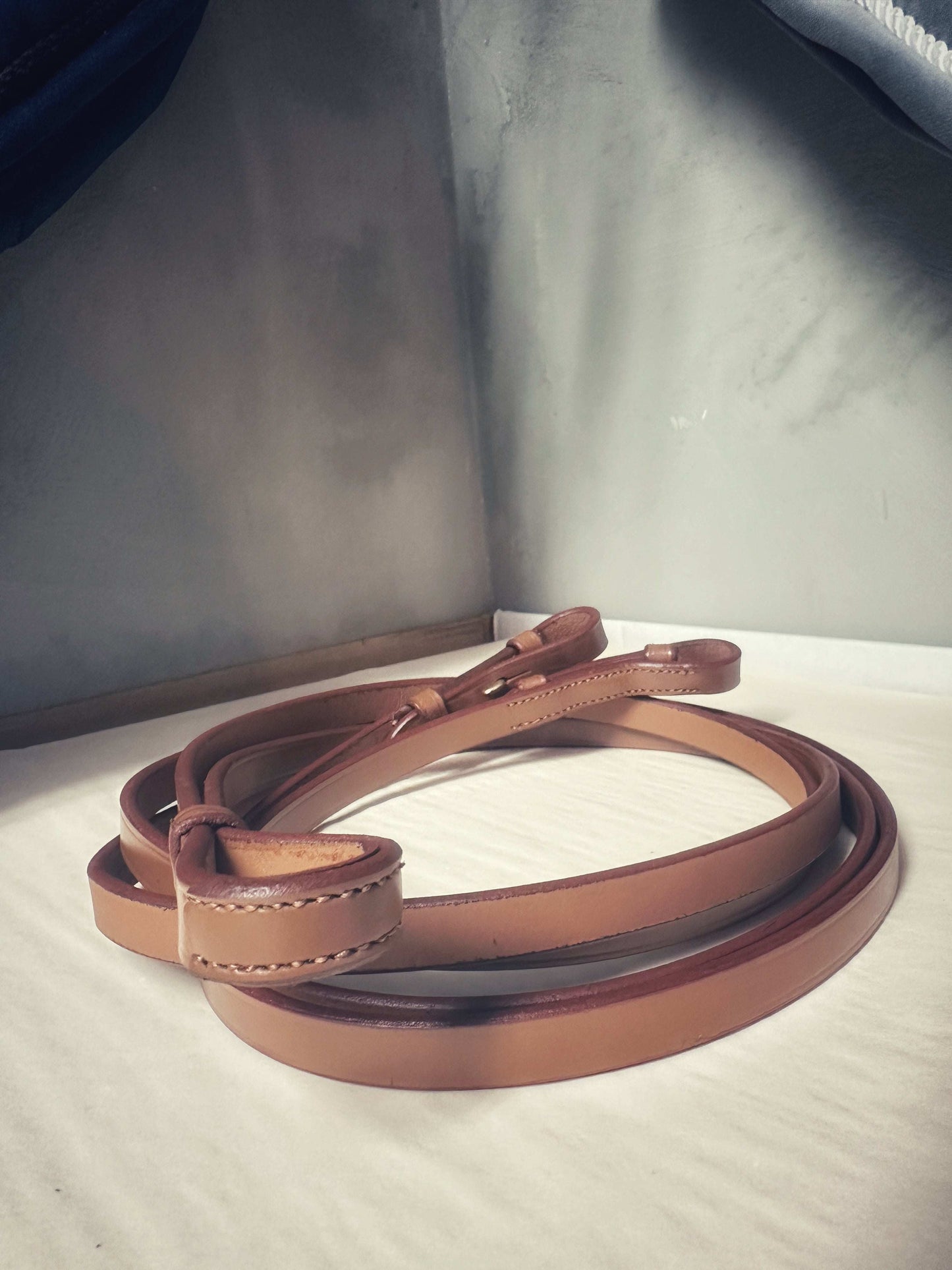 Slim plain leather reins
