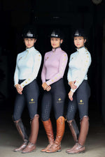 Load image into Gallery viewer, MASEGO performance riding top in dusty purple worn by model for comfortable riding
