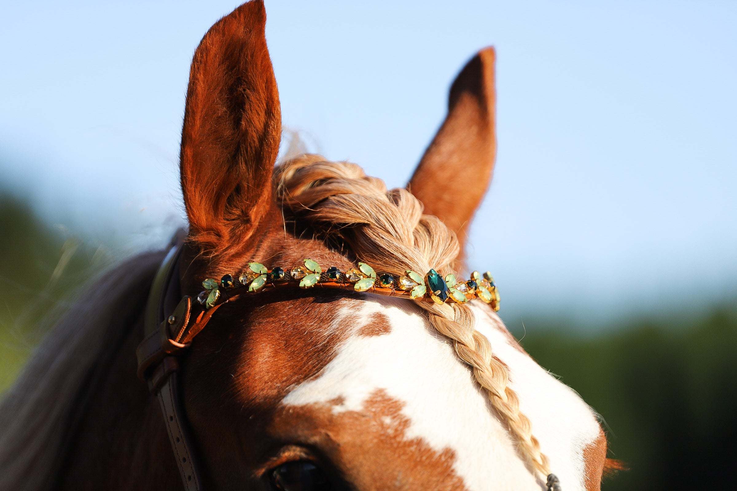 Golden Apple soft leather hand-stitched keychain with crystal chain and brass hardware
