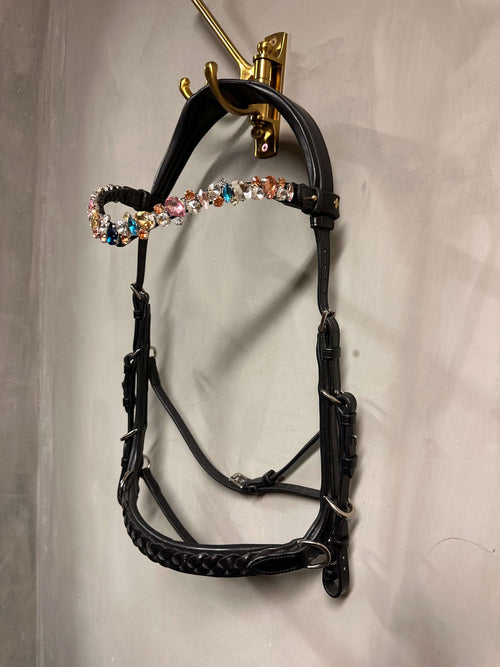 Odessa Bonita Multi bridle in silver with padded braided noseband and removable bitstrap made of premium Italian leather