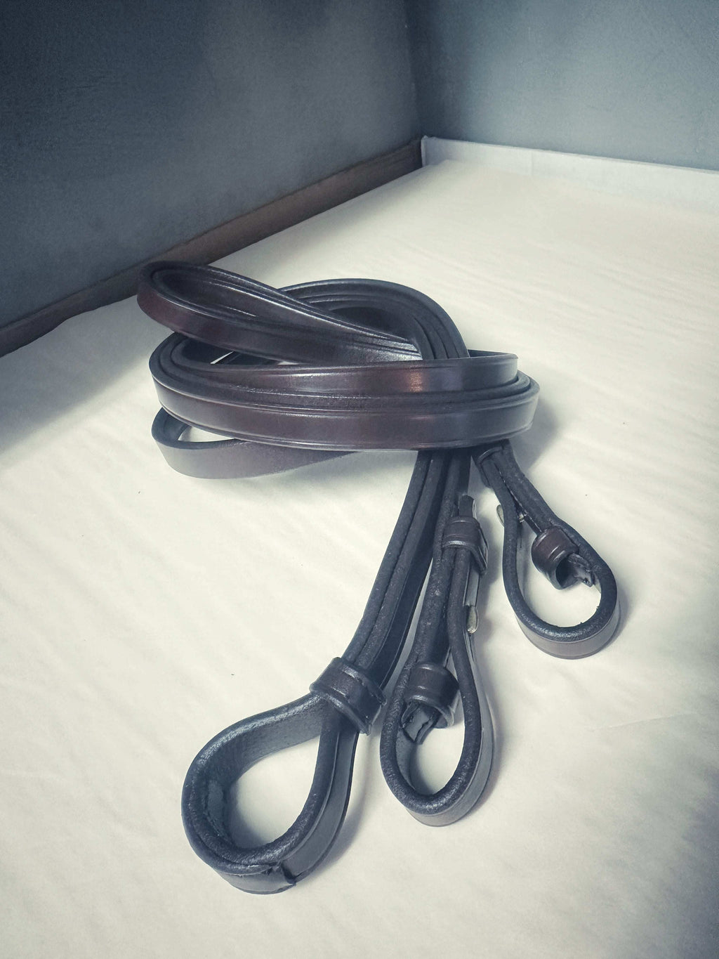 Slim plain leather reins