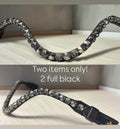 Sample 10 mm black and grey pyramid crystal strap with Italian leather detail