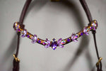 Load image into Gallery viewer, Royal Amethyst soft leather hand-stitched accessory with crystal chain and brass hardware
