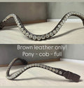 Sample 8 mm clear crystal browband with Italian brown leather, pony to full size options