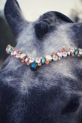 Ania browband with multi-colored stones on gray horse made of premium Italian leather