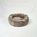 Soft brown example product pet bed on white background