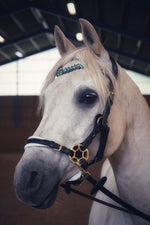 Load image into Gallery viewer, Bella Starwheel hackamore Black and White
