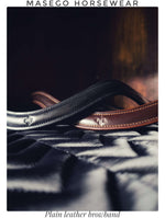 Load image into Gallery viewer, Plain leather browband made of high quality Italian leather with small embossed logo available in black and brown
