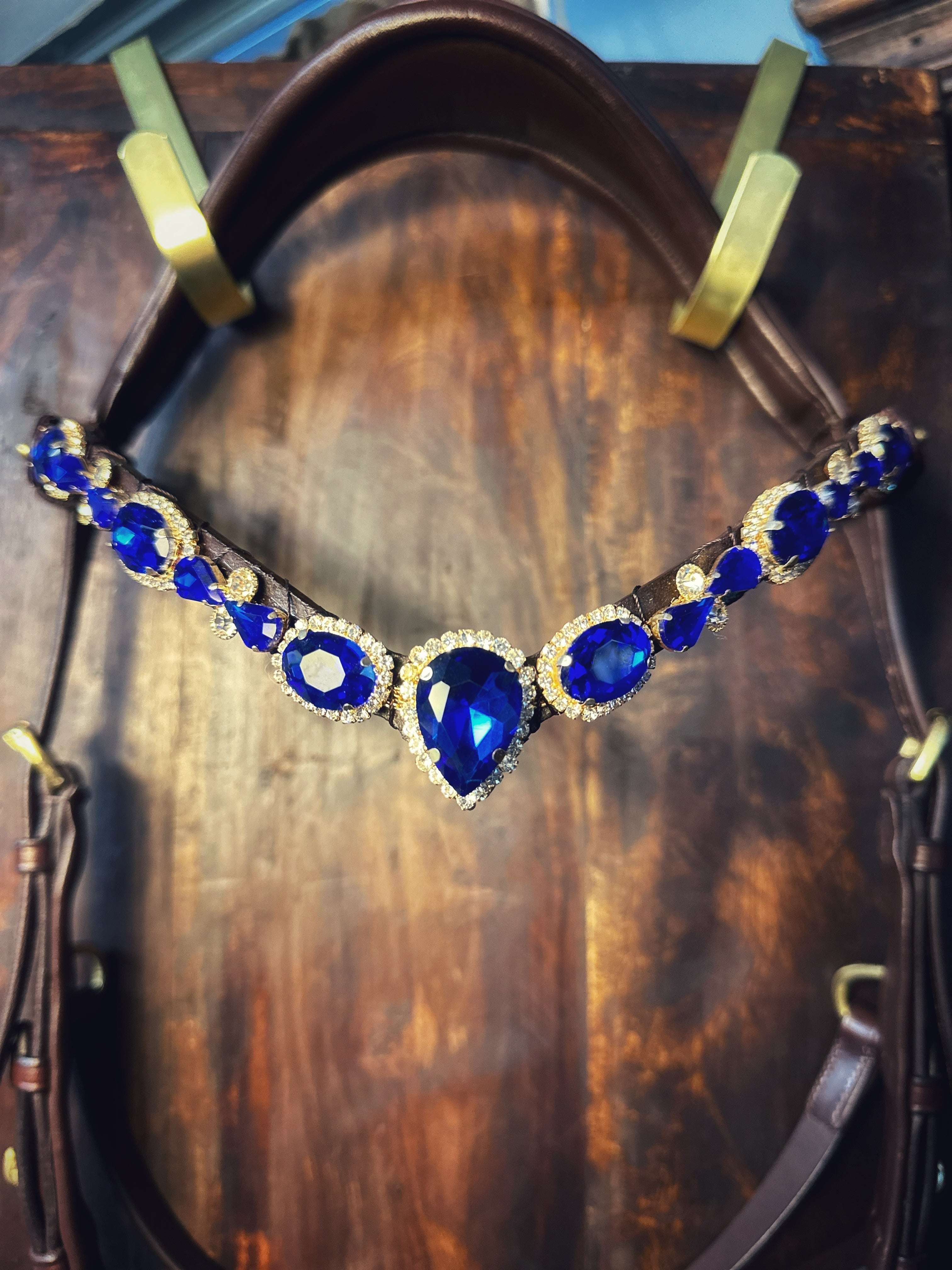 Royal Stardust Italian leather browband with clear crystals, slightly imperfect but perfect overall