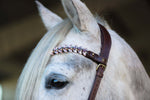 Load image into Gallery viewer, Viva browband with light pink and clear crystals on Italian leather, available in pony to x-full sizes
